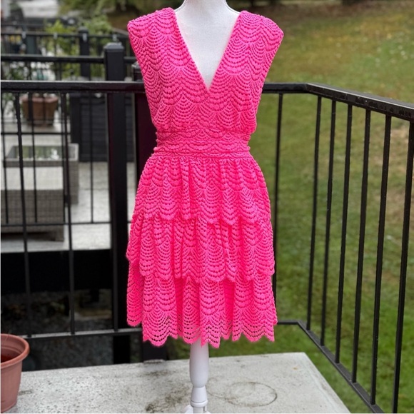 NWT Lilly Pulitzer Faye V-Neck Lace Ruffle Dress Size XL - Picture 6 of 12